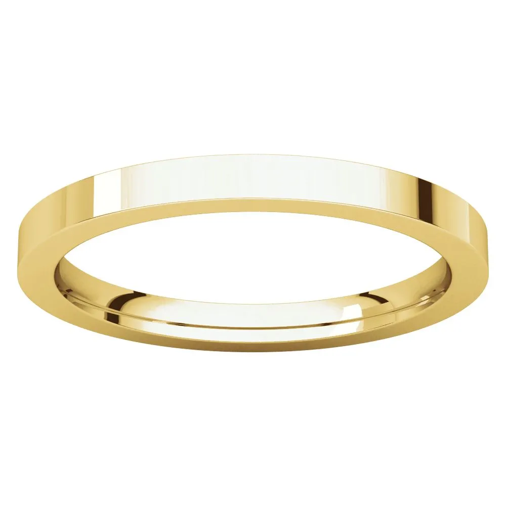 18k Yellow Gold 2mm Flat Comfort Fit Band, Size 6
