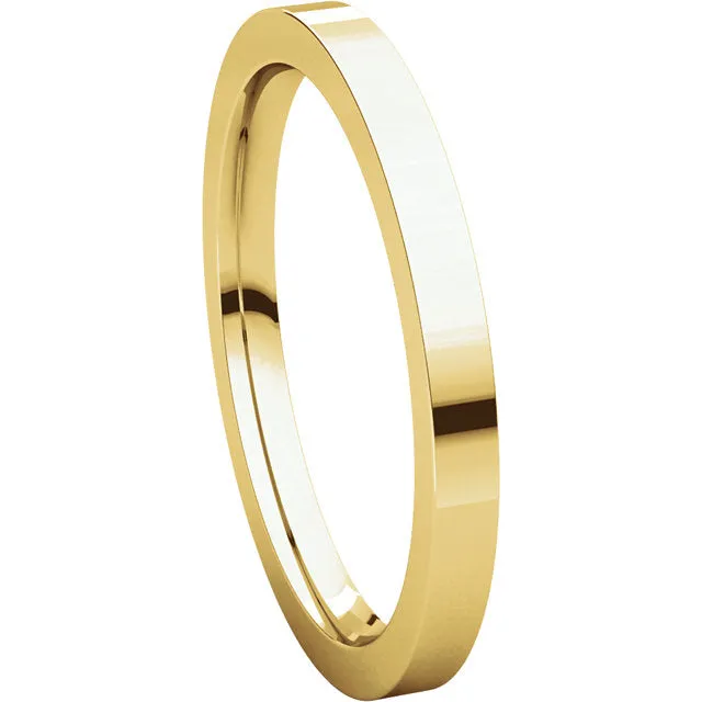 18k Yellow Gold 2mm Flat Comfort Fit Band, Size 6