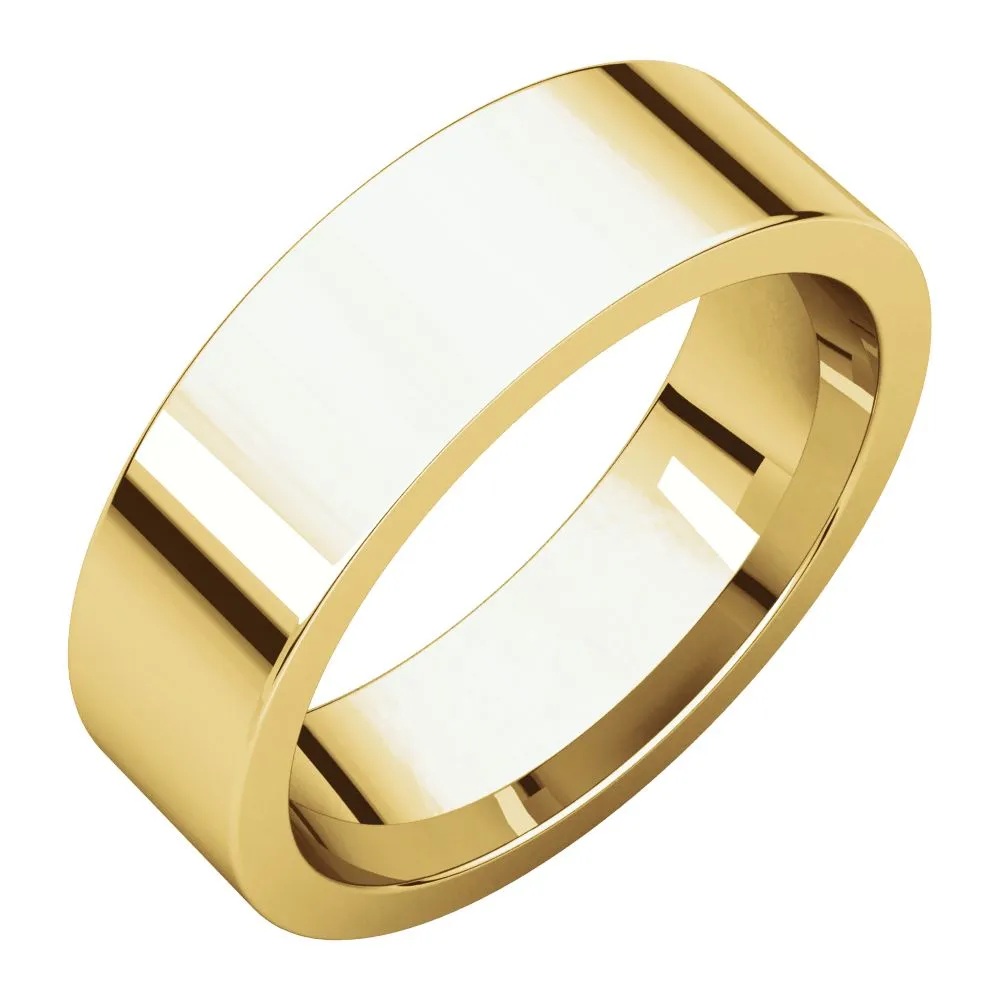 18k Yellow Gold 6mm Flat Comfort Fit Band, Size 9