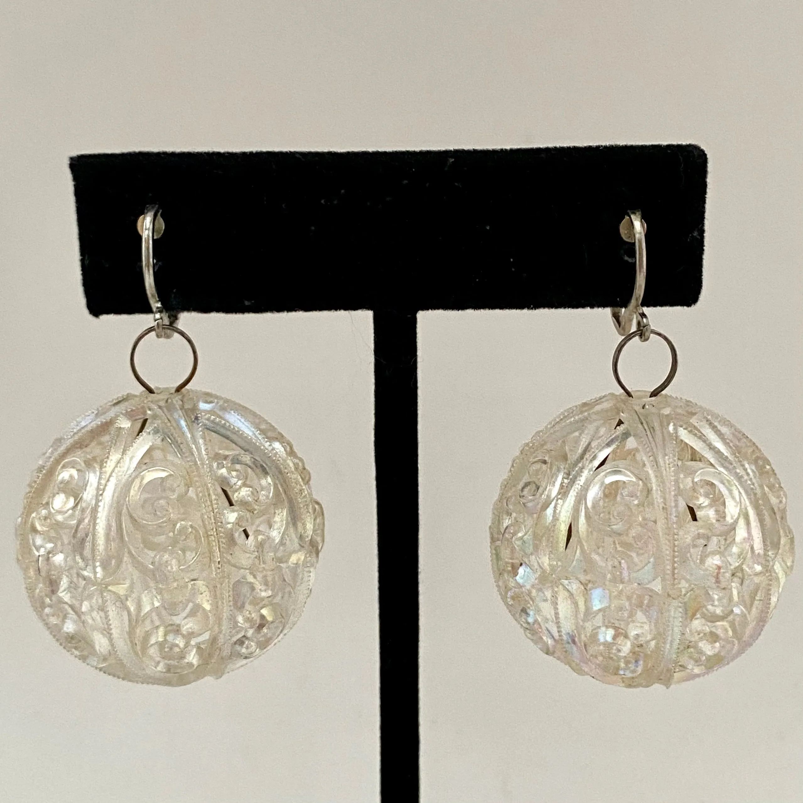 1960s Large Open Work Ball Earrings