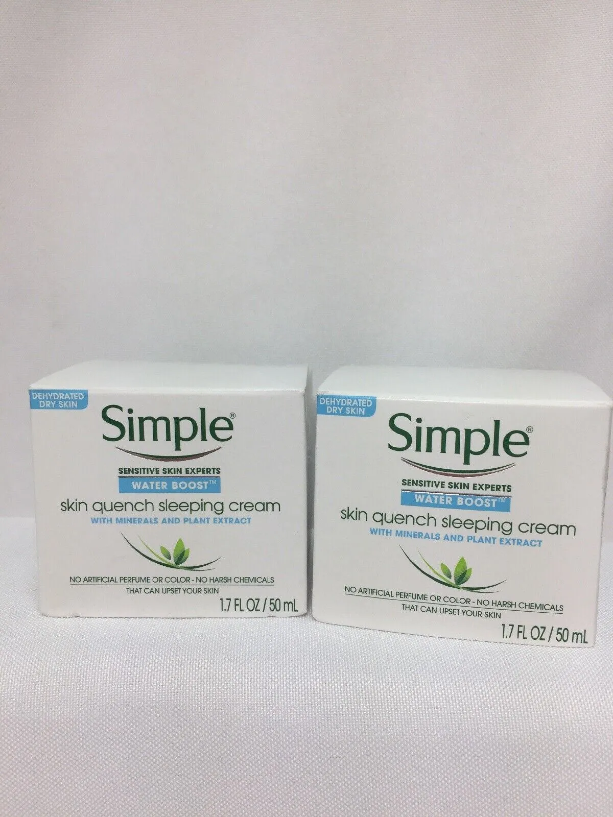 (2) Simple Water Boost Sleeping Cream  Night Time Moisturizer 1.7oz