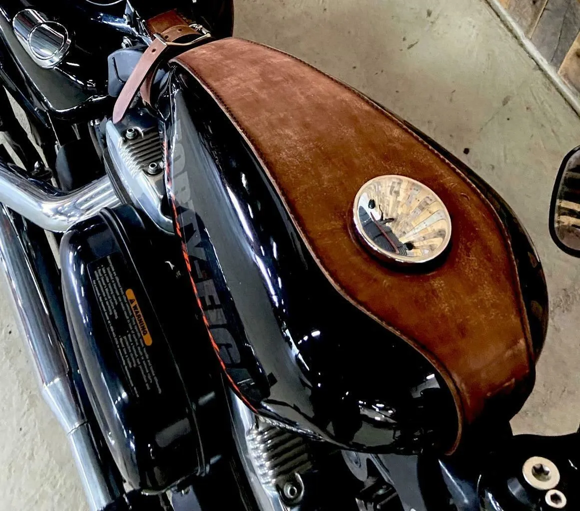 2004-2022 Sportster Harley Brown Distressed Leather Tank Bib Fits All Models