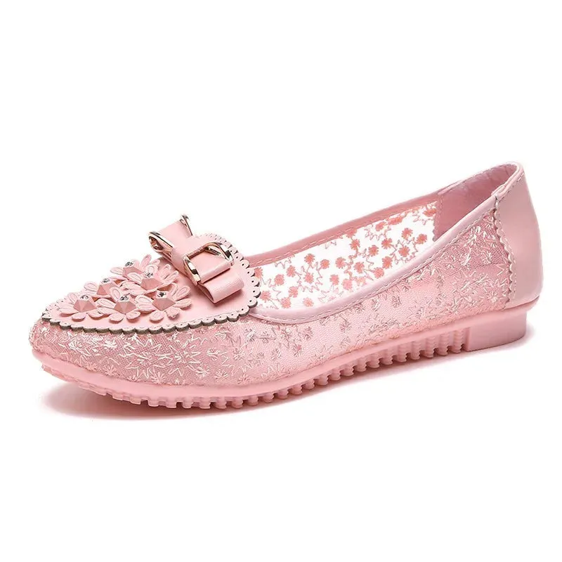 2024 Summer Women Bow Flower Sneakers Breathable Solid Color Comfortable Soft Bottom Non-slip Loafers Shoes for Women