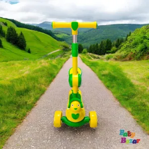 3-Wheel Foldable Kids Scooter with LED Light Up Wheels – Vibrant Yellow & Green Combo