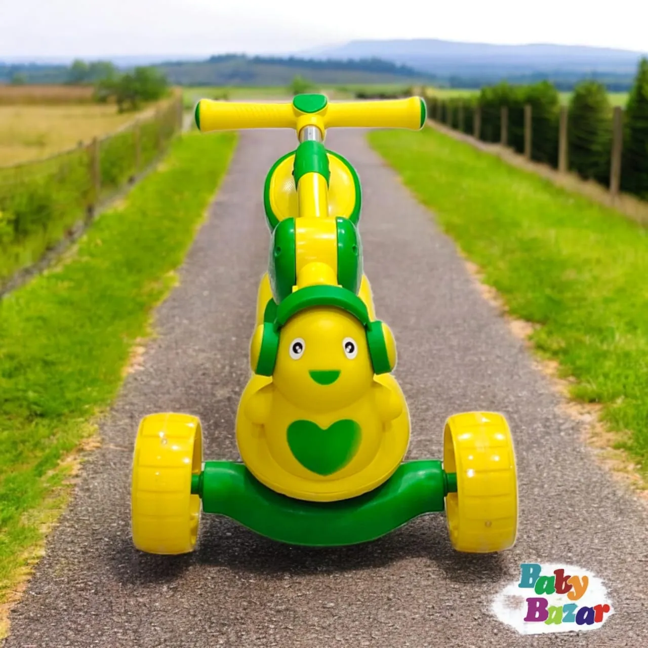 3-Wheel Foldable Kids Scooter with LED Light Up Wheels – Vibrant Yellow & Green Combo