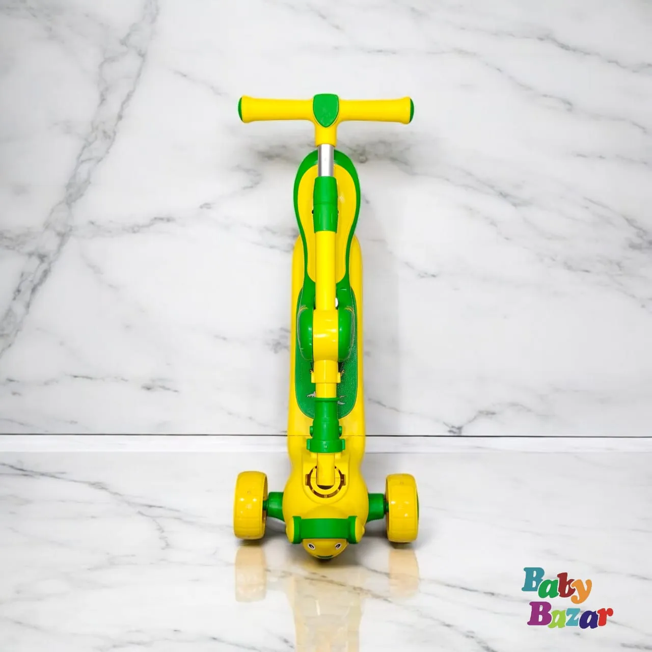3-Wheel Foldable Kids Scooter with LED Light Up Wheels – Vibrant Yellow & Green Combo