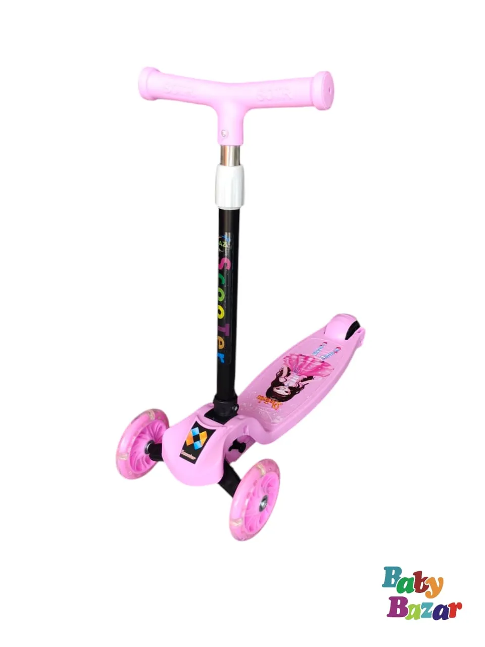 3-Wheel Kids Scooter with LED Wheels Pink Princess