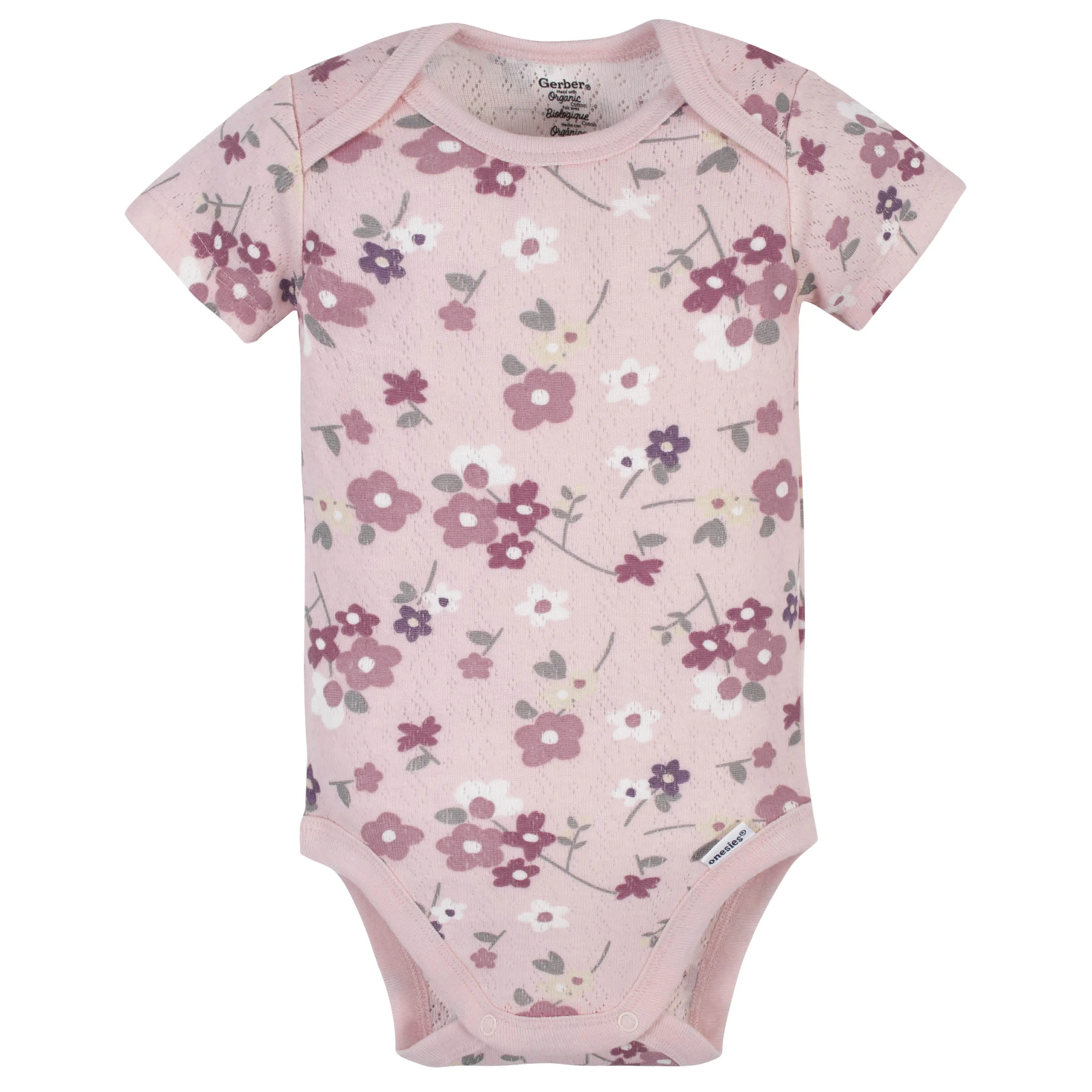 5-Pack Organic Baby Girls Floral Short Sleeve Onesies® Bodysuits