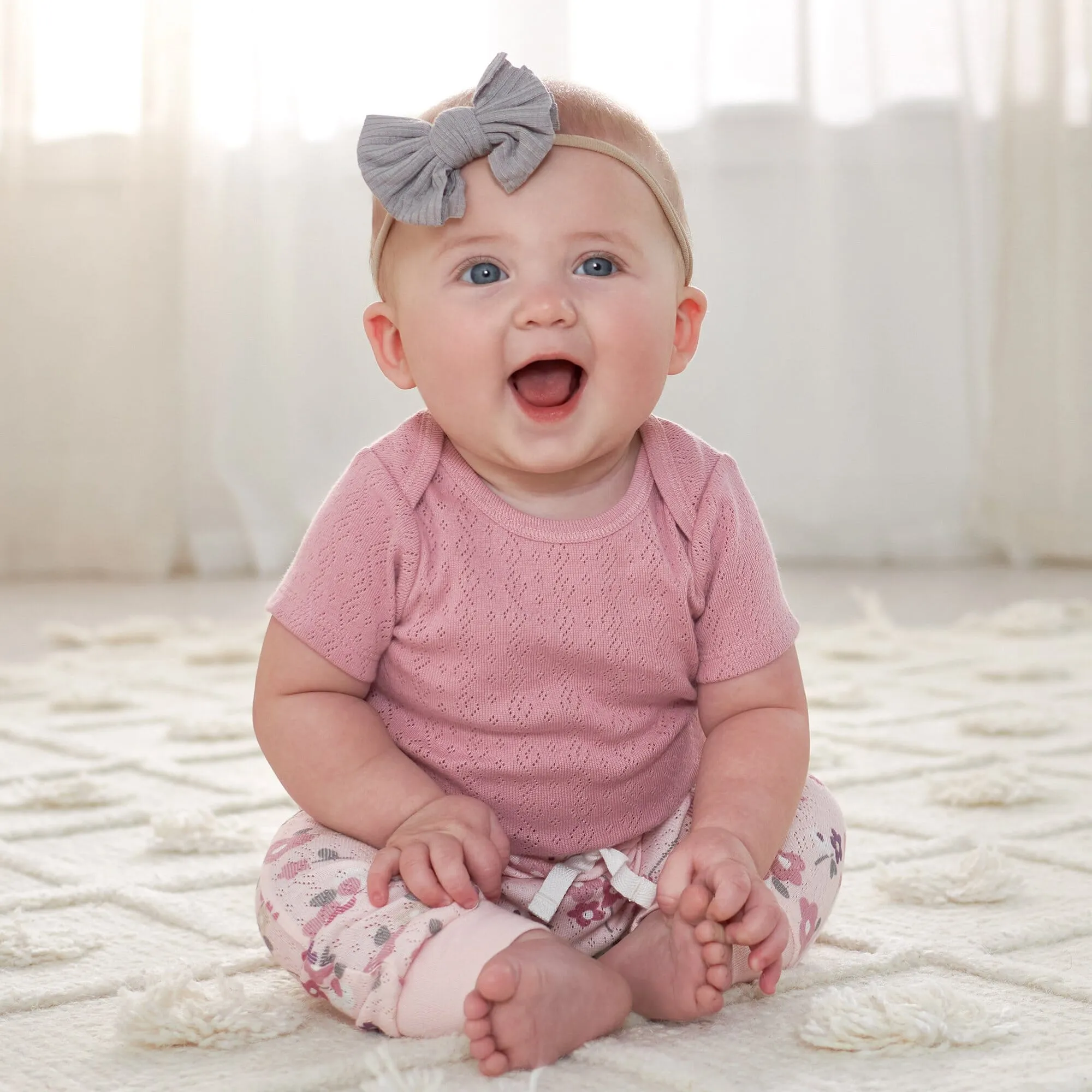 5-Pack Organic Baby Girls Floral Short Sleeve Onesies® Bodysuits