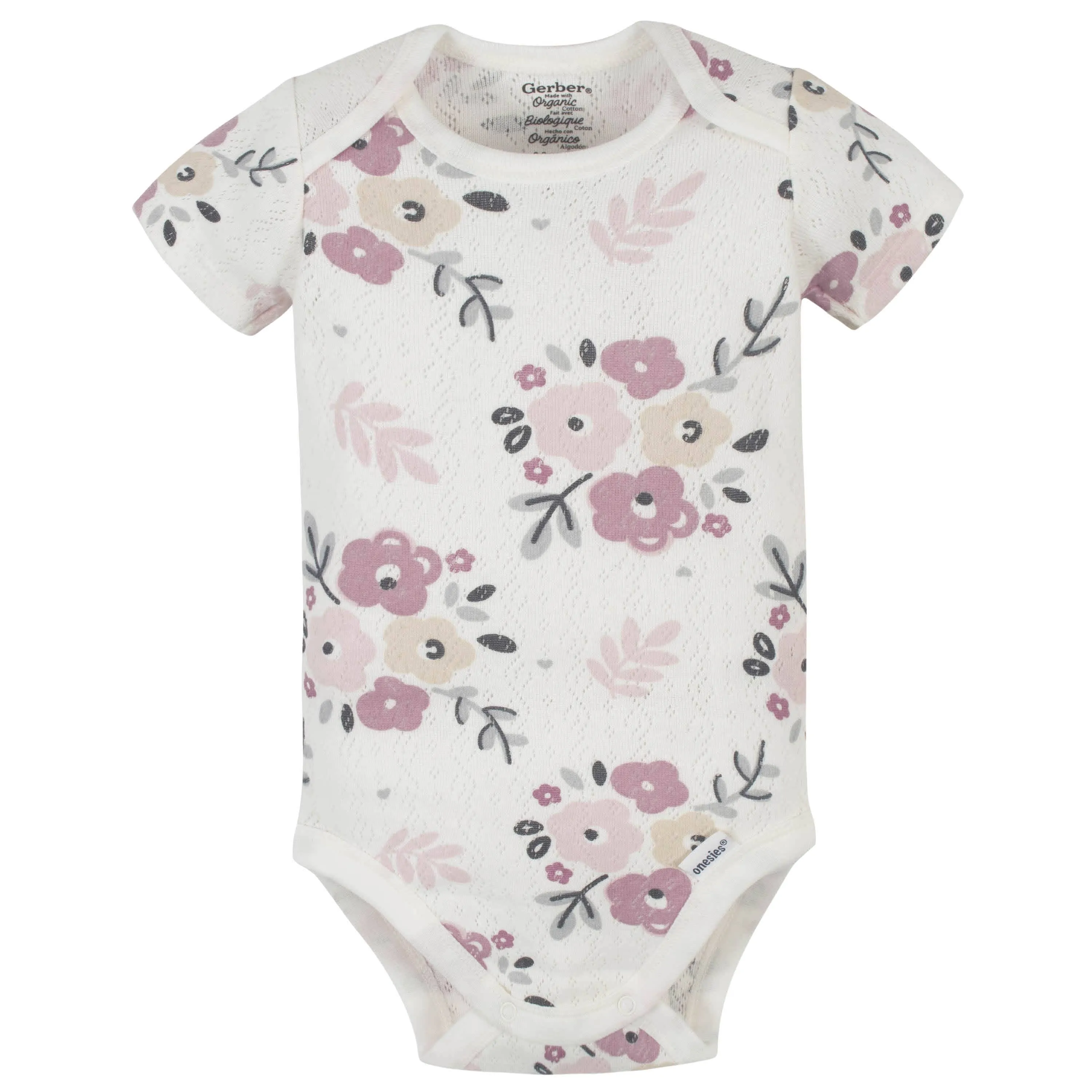 5-Pack Organic Baby Girls Floral Short Sleeve Onesies® Bodysuits