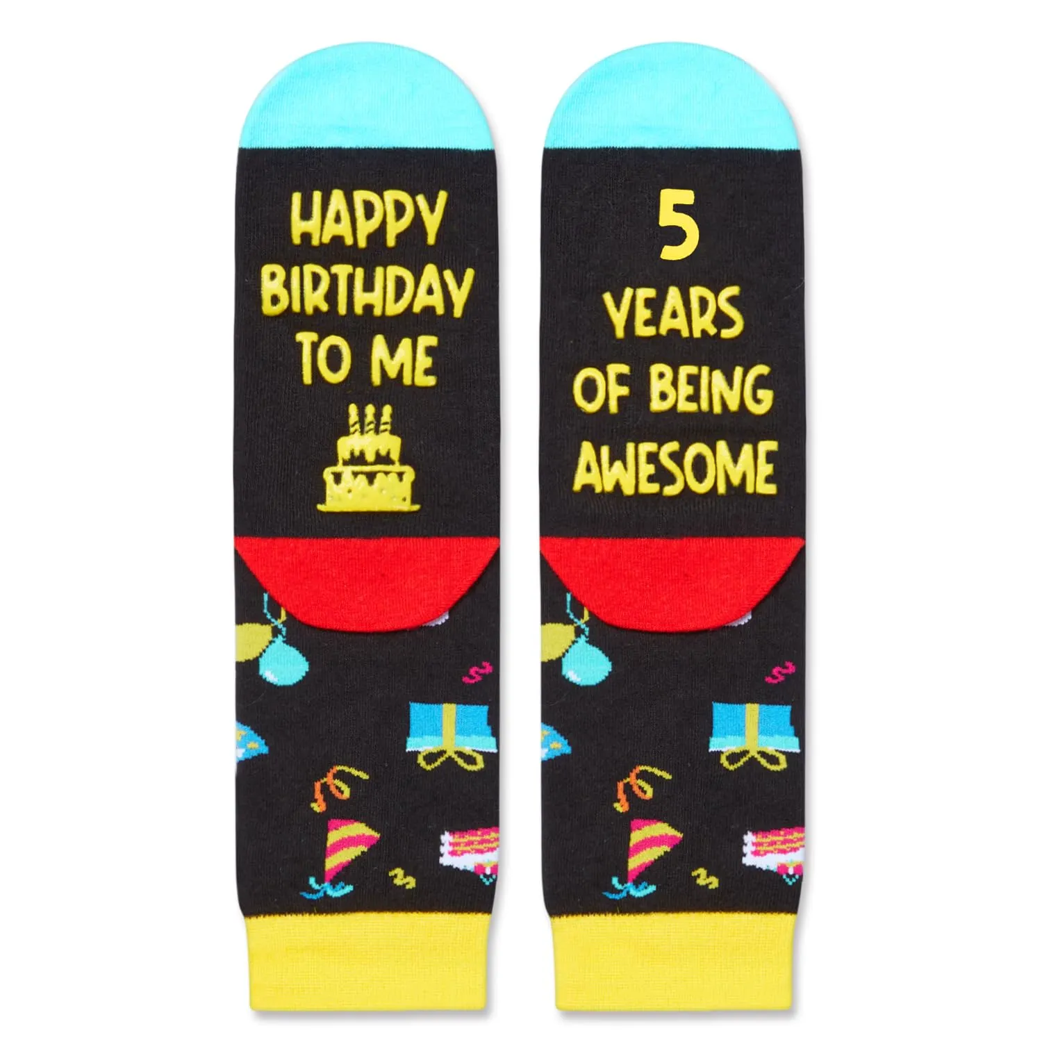 5th Birthday Gifts for Boys - Socks for Toddlers 5t, Presents for 5 Year Olds, 5 Year Old Boy Girl Gift Ideas, Black