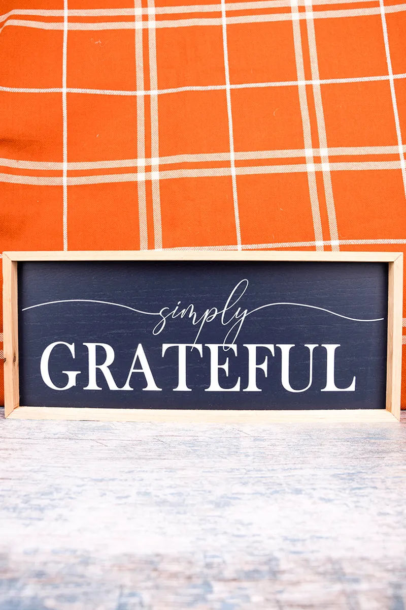 6.75 x 15.75 'Simply Grateful' Wood Wall Sign