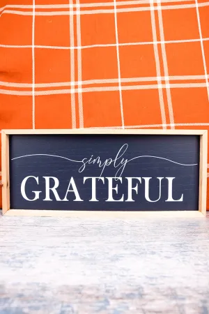 6.75 x 15.75 'Simply Grateful' Wood Wall Sign