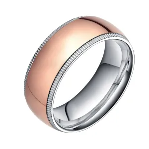 8mm Rose Gold Simple Dome Titanium Wedding Band