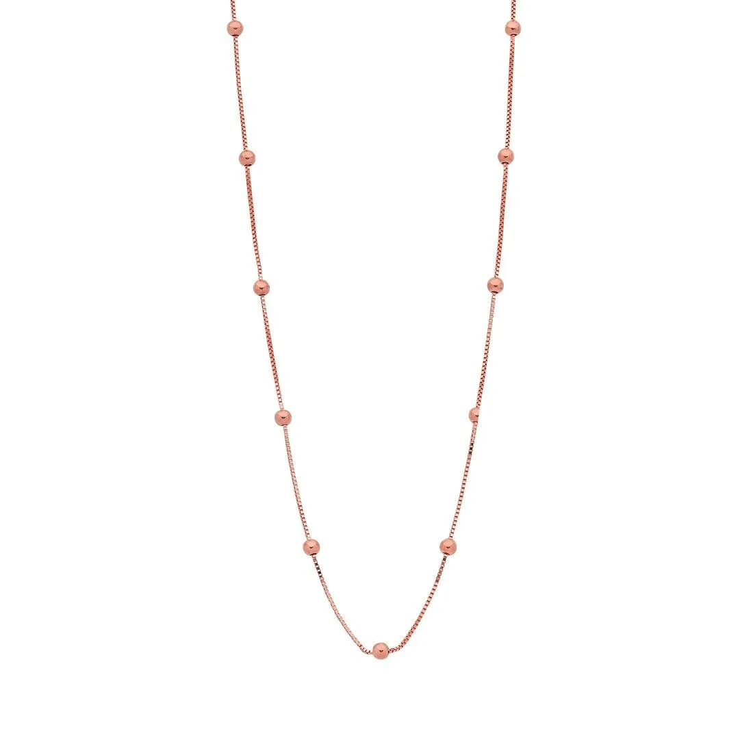 9ct Rose Gold Silver Infused Chain And Ball Necklace 45cm