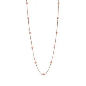 9ct Rose Gold Silver Infused Chain And Ball Necklace 45cm