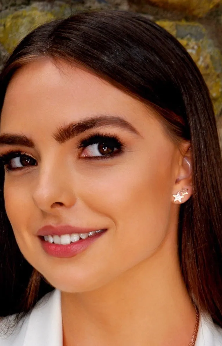 Absolute Double Star Stud Earrings - Silver