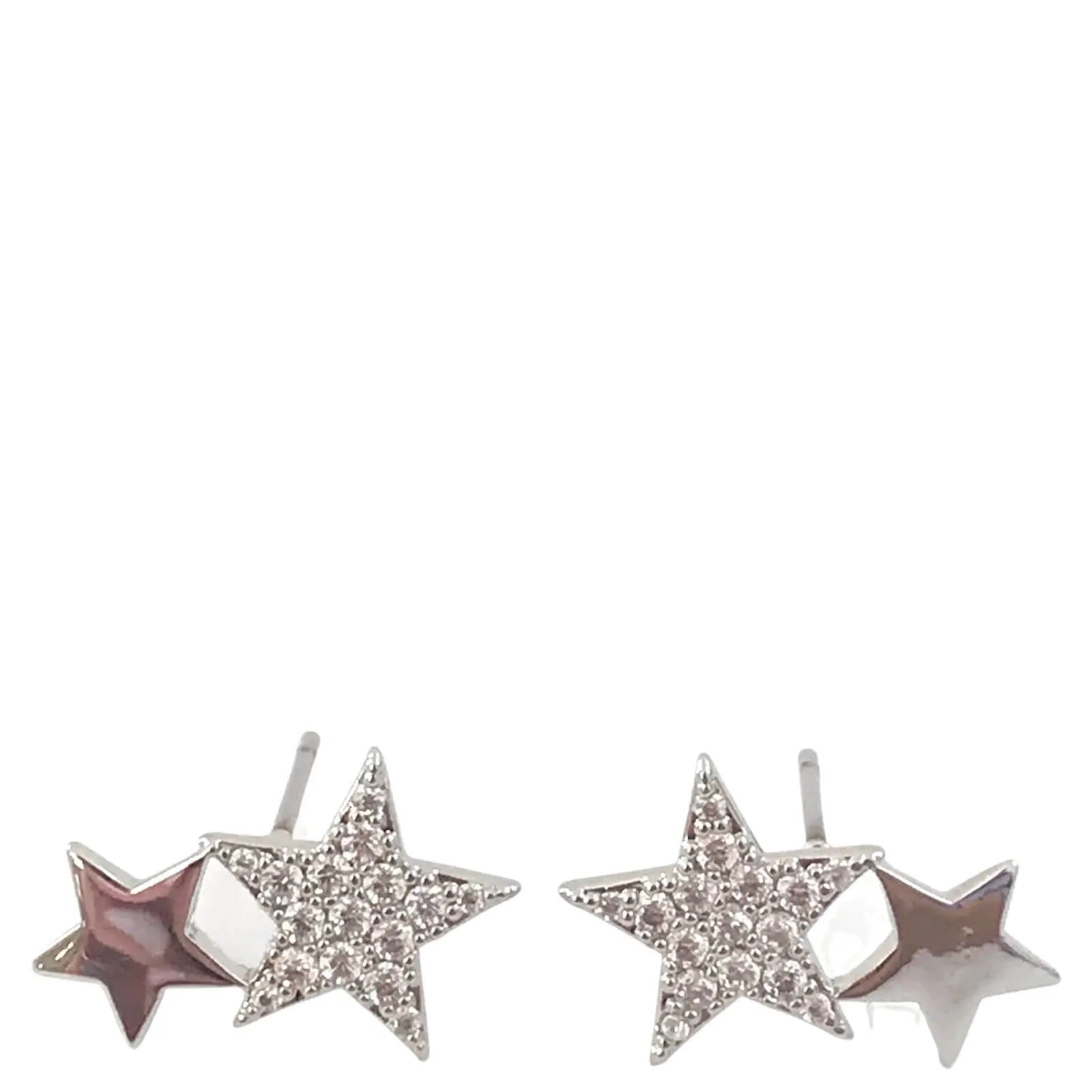 Absolute Double Star Stud Earrings - Silver