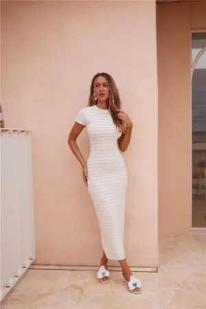 Adventures In Paradise Short Sleeve Knit Maxi Dress White