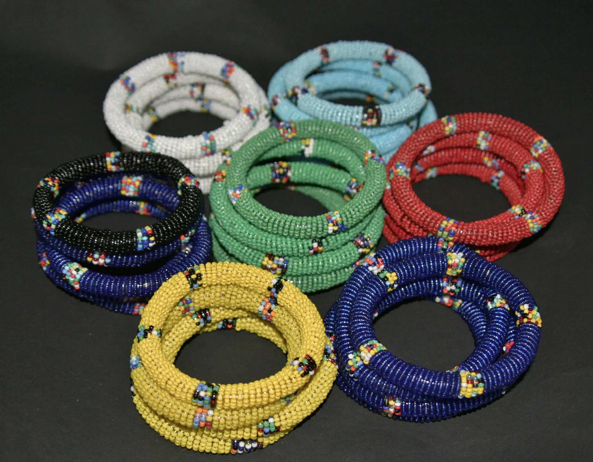 African Maasai Tribal Bead Bangle Multiple Colors Kenya