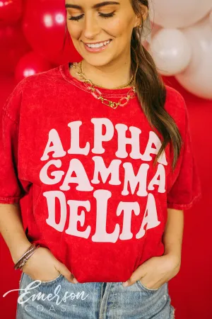 Alpha Gamma Delta Red Mineral Wash Tee