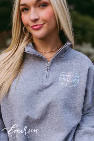 Alpha Phi Simple Floral Quarter Zip Pullover
