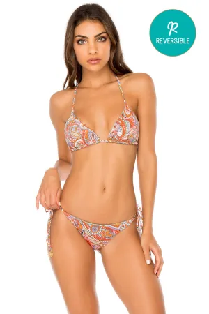 ANDALUZ - Triangle Top & Wavey Ruched Back Brazilian Tie Side Bottom • Multicolor
