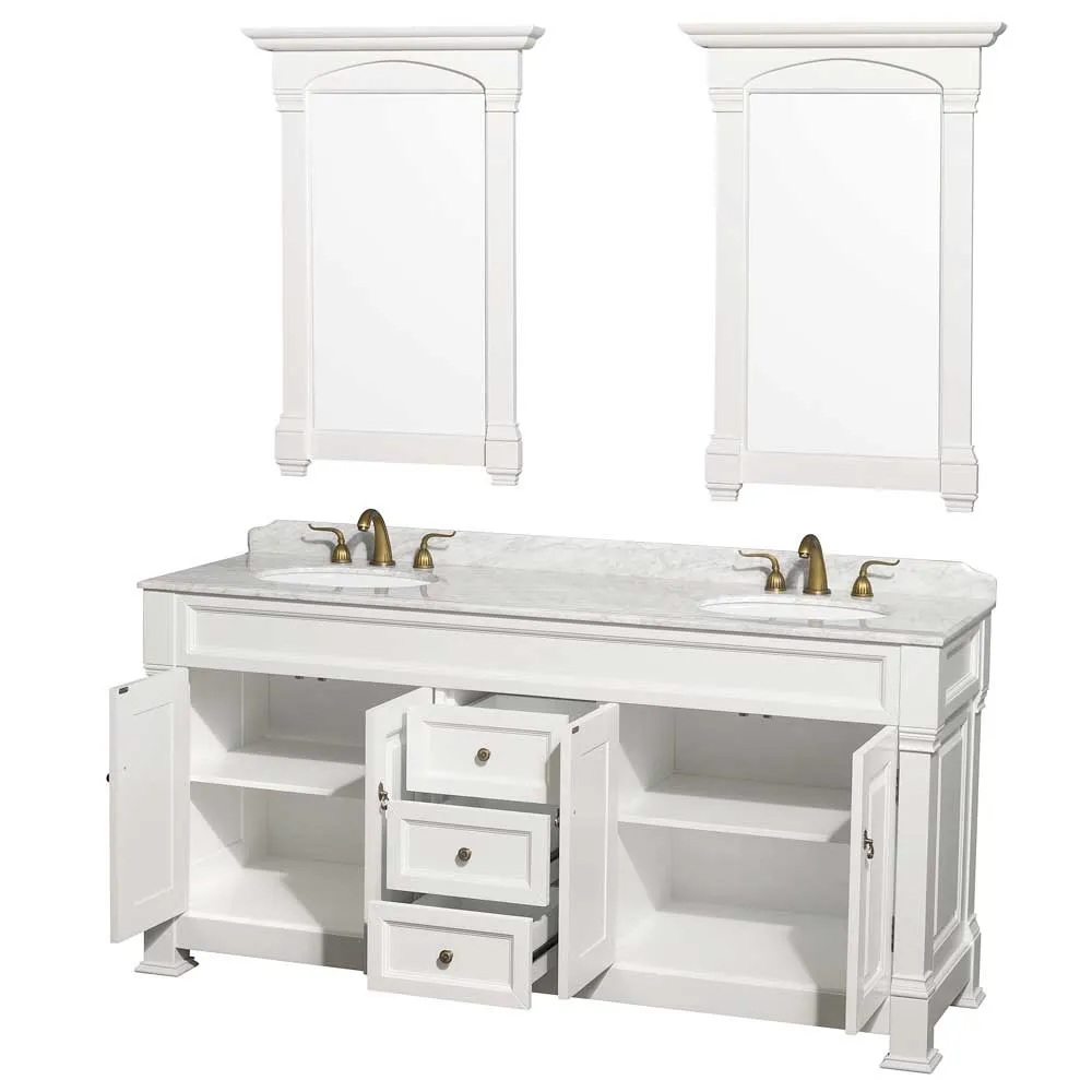 Andover 60 Inch Double Bathroom Vanity in White