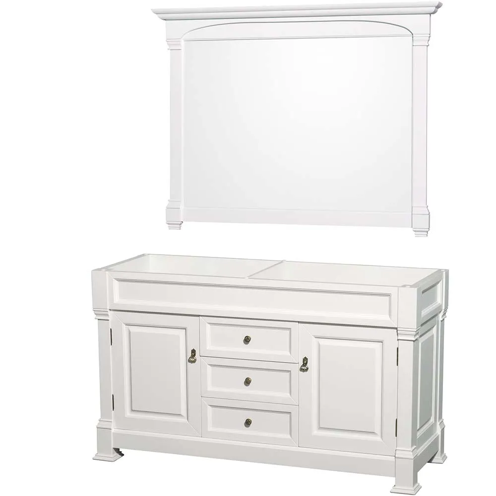 Andover 60 Inch Double Bathroom Vanity in White
