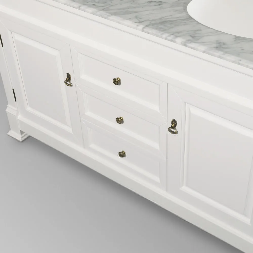 Andover 60 Inch Double Bathroom Vanity in White