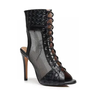 Annabel - Black Vegan Leather - Suede Sole - Dance Floor Only