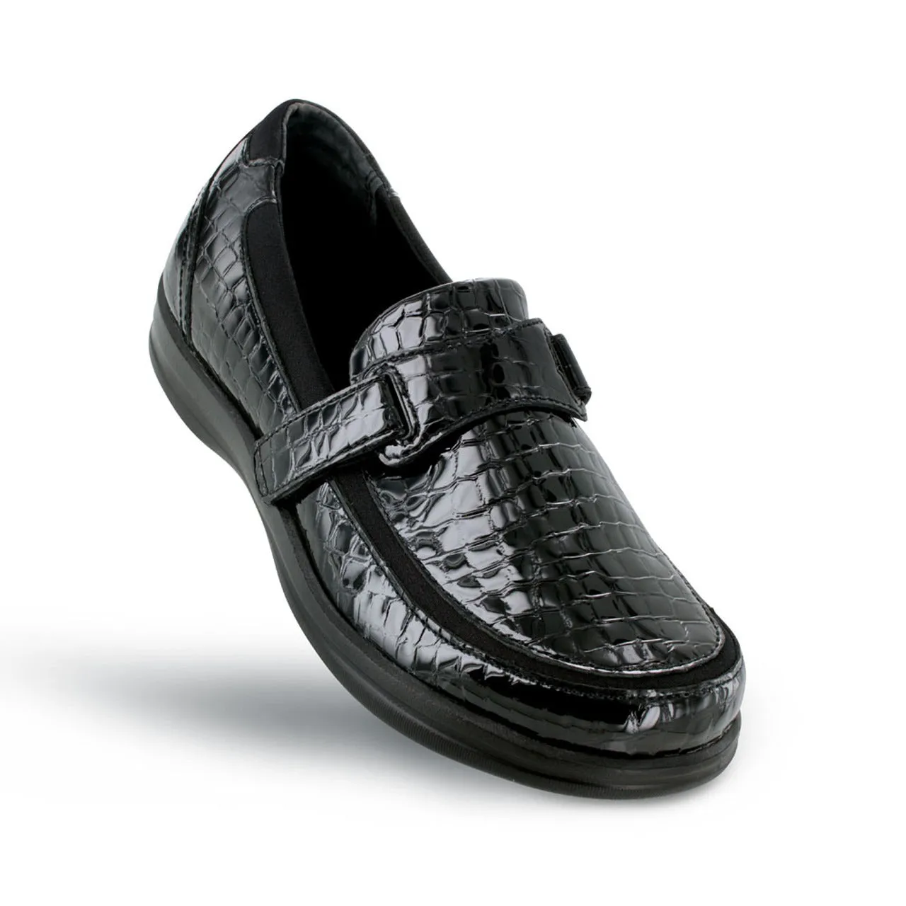 Apexfoot Women's Dress Shoe Petals Evelyn - Black Croc - Medium (B)