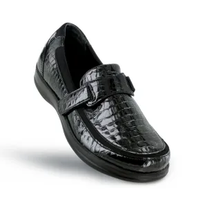 Apexfoot Women's Dress Shoe Petals Evelyn - Black Croc - Medium (B)