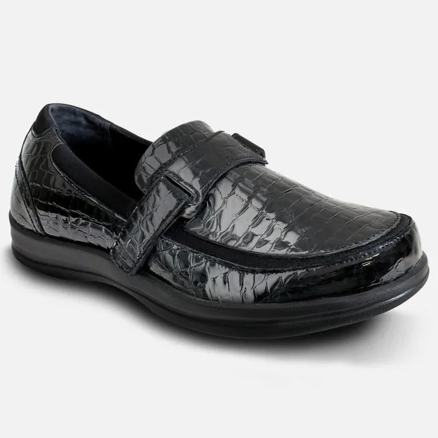 Apexfoot Women's Dress Shoe Petals Evelyn - Black Croc - Medium (B)