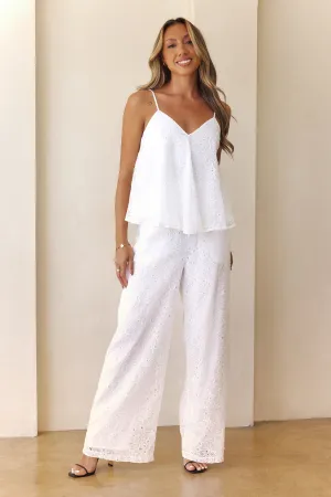 Bayside Daydreaming Embroidered Pants White