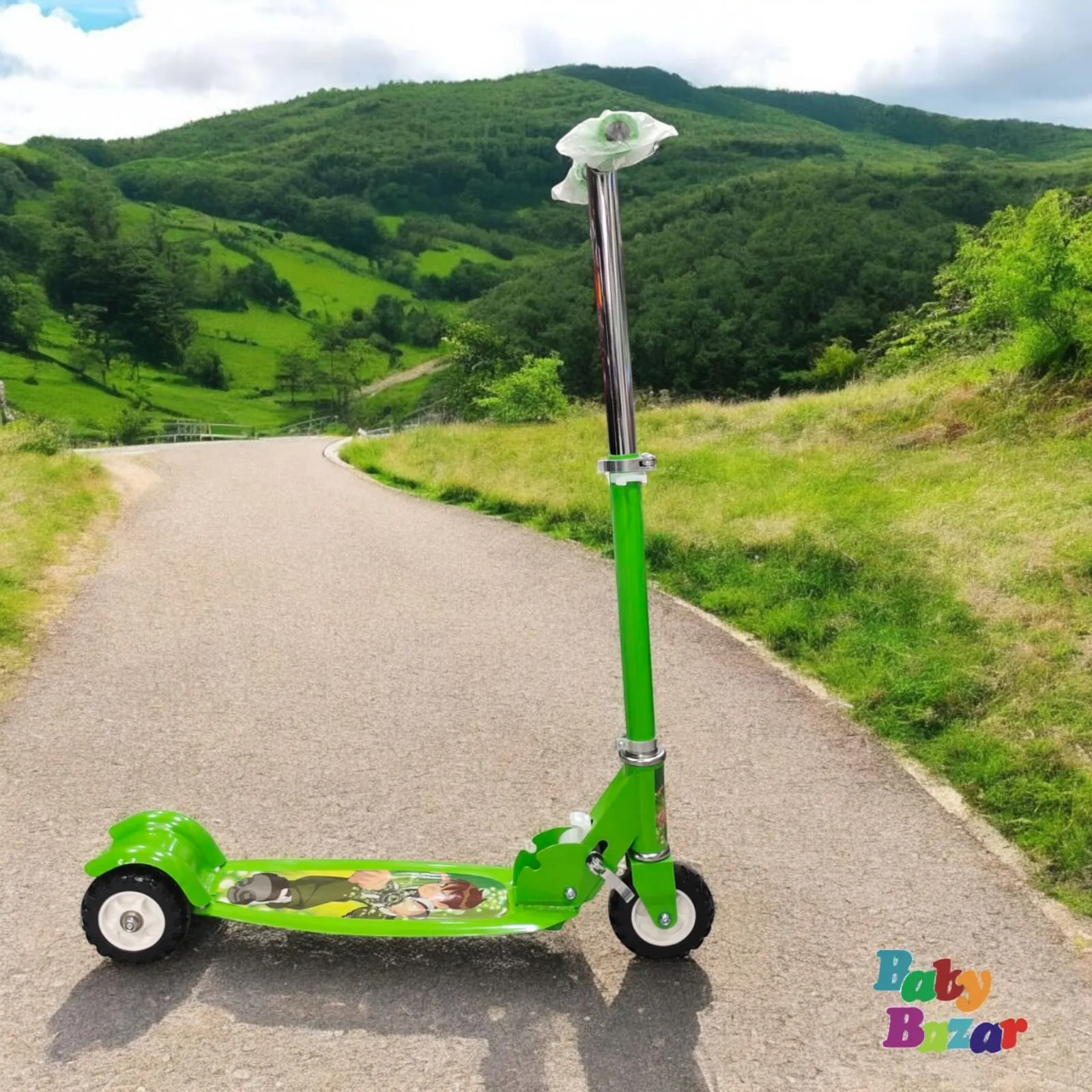 Ben 10 Green Kick Scooter for Kids – Foldable & Lightweight Ride-On Toy