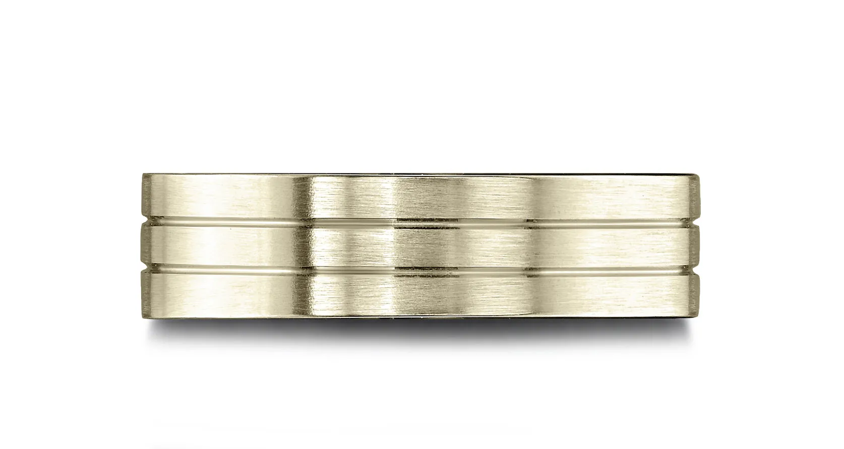 Benchmark 14k Yellow Gold 6.5mm Comfort-Fit Satin-Finished with Parallel Center Cuts Carved Design Band