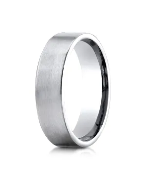 Benchmark 18K White Gold 6mm Comfort-Fit Satin-Finished Carved Design Wedding Band Ring (Sizes 4 - 15 )