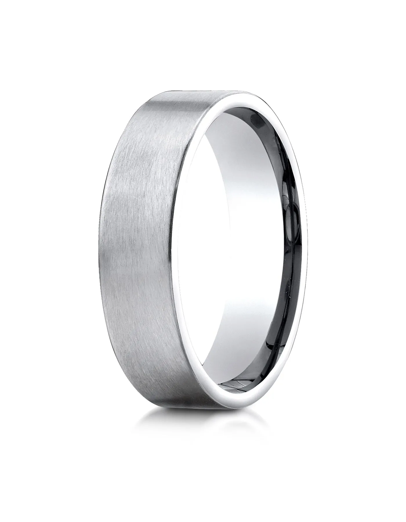 Benchmark 18K White Gold 6mm Comfort-Fit Satin-Finished Carved Design Wedding Band Ring (Sizes 4 - 15 )