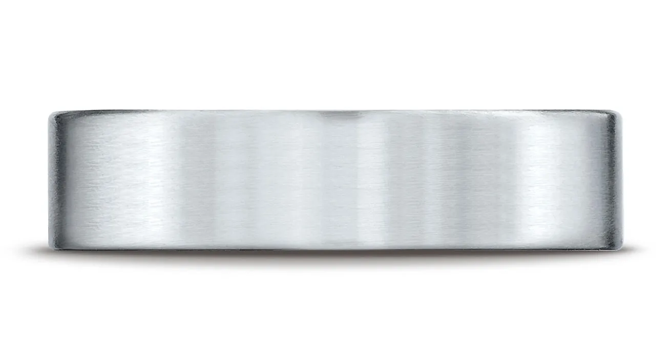 Benchmark 18K White Gold 6mm Comfort-Fit Satin-Finished Carved Design Wedding Band Ring (Sizes 4 - 15 )