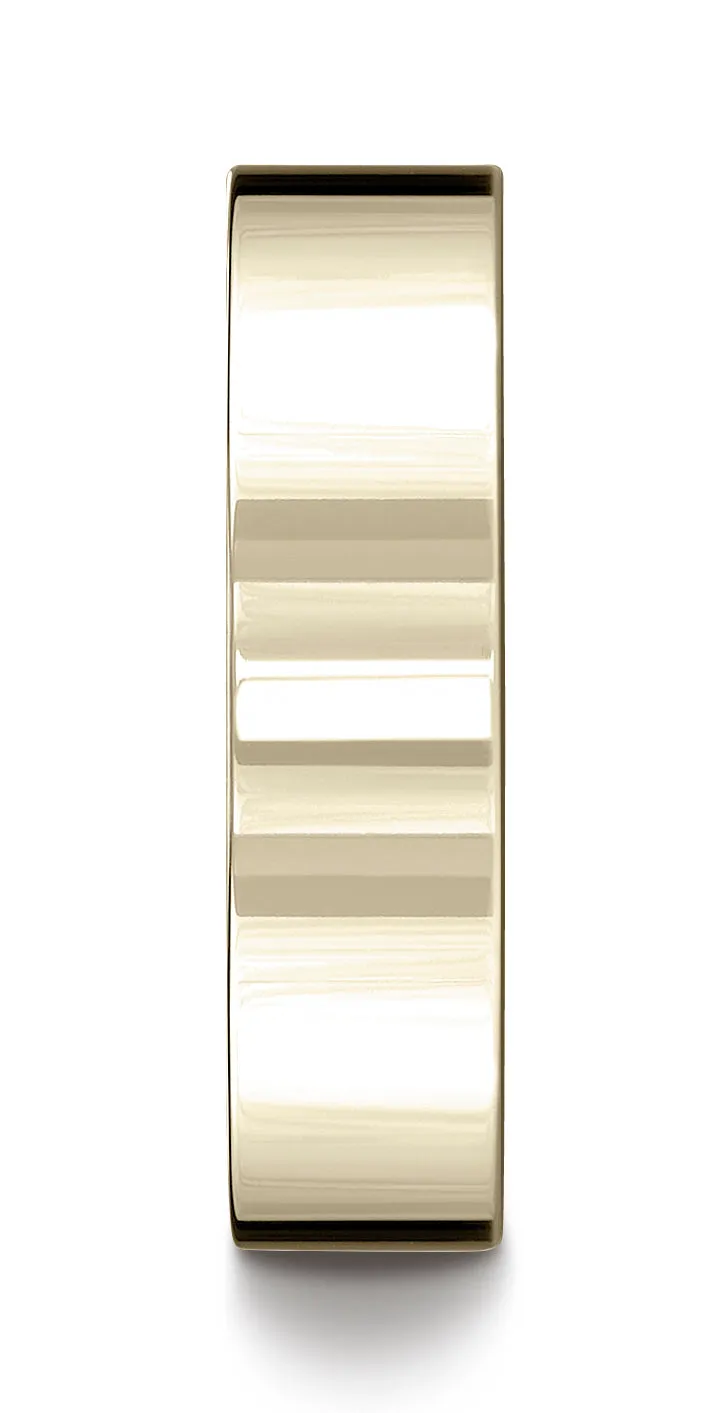 Benchmark 18K Yellow Gold 6mm Flat Comfort-Fit Wedding Band Ring (Sizes 4 - 15 )