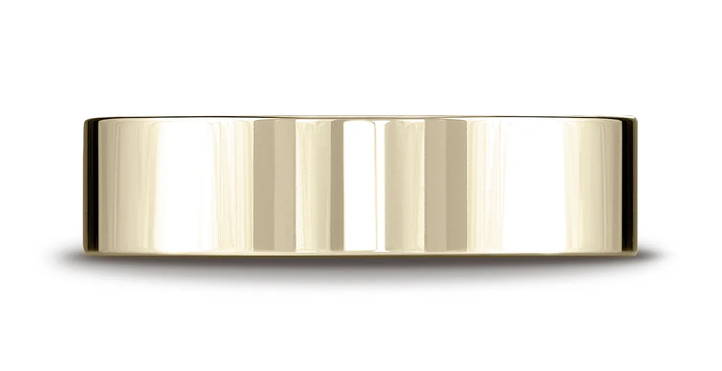 Benchmark 18K Yellow Gold 6mm Flat Comfort-Fit Wedding Band Ring (Sizes 4 - 15 )