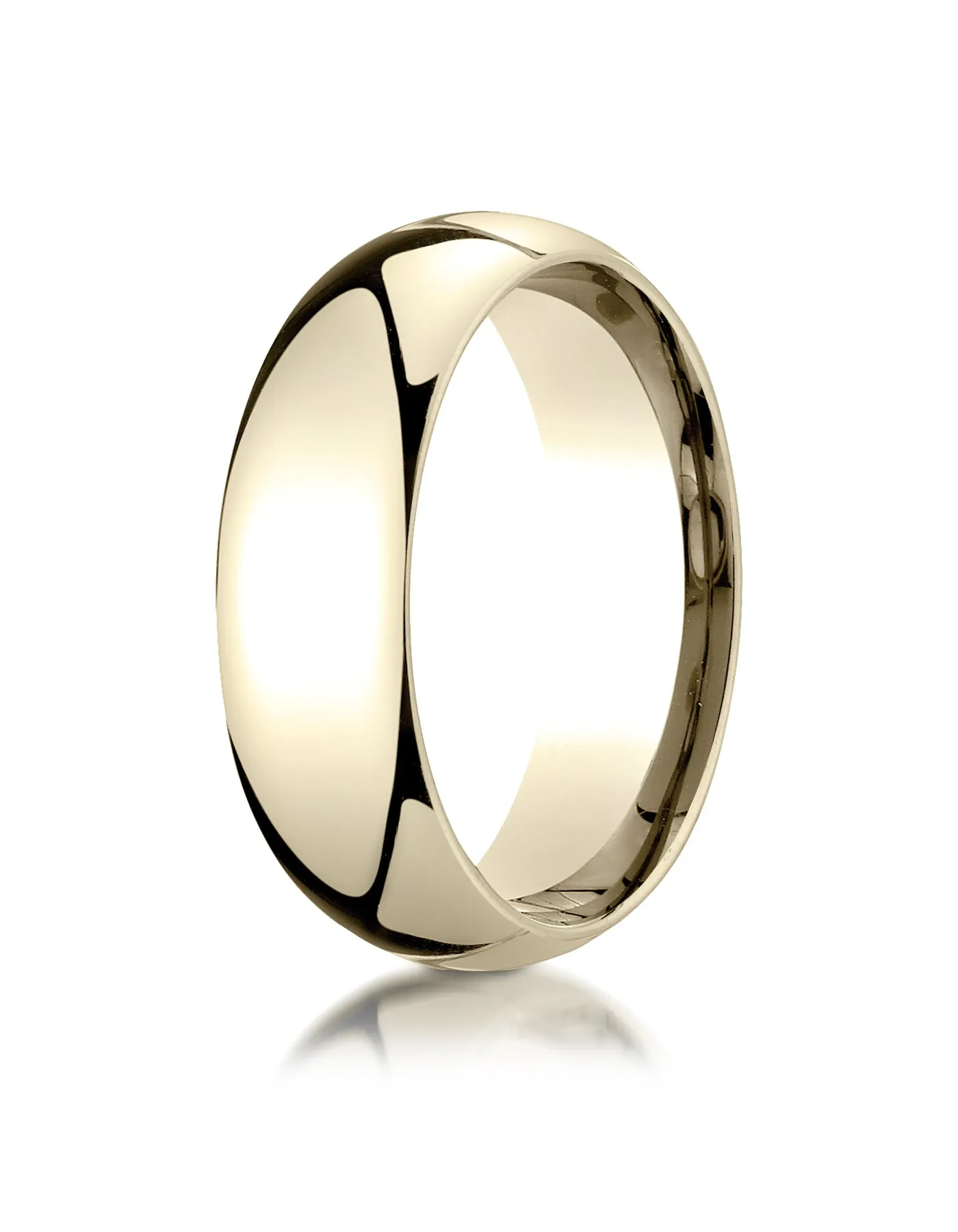 Benchmark 18K Yellow Gold 7mm Slightly Domed Standard Comfort-Fit Wedding Band Ring (Sizes 4 - 15 )