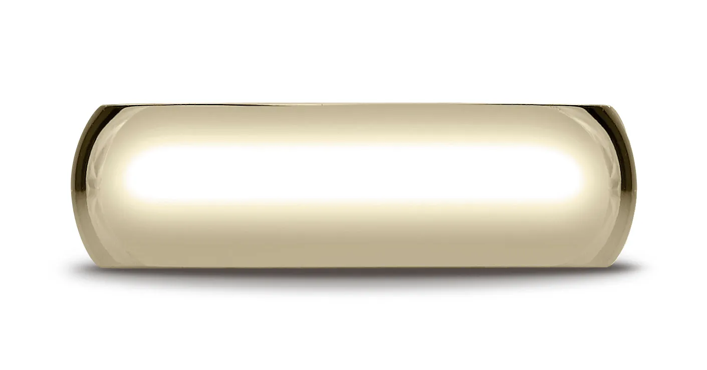 Benchmark 18K Yellow Gold 7mm Slightly Domed Standard Comfort-Fit Wedding Band Ring (Sizes 4 - 15 )