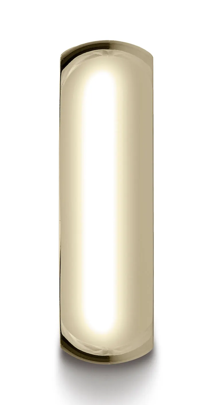 Benchmark 18K Yellow Gold 7mm Slightly Domed Standard Comfort-Fit Wedding Band Ring (Sizes 4 - 15 )