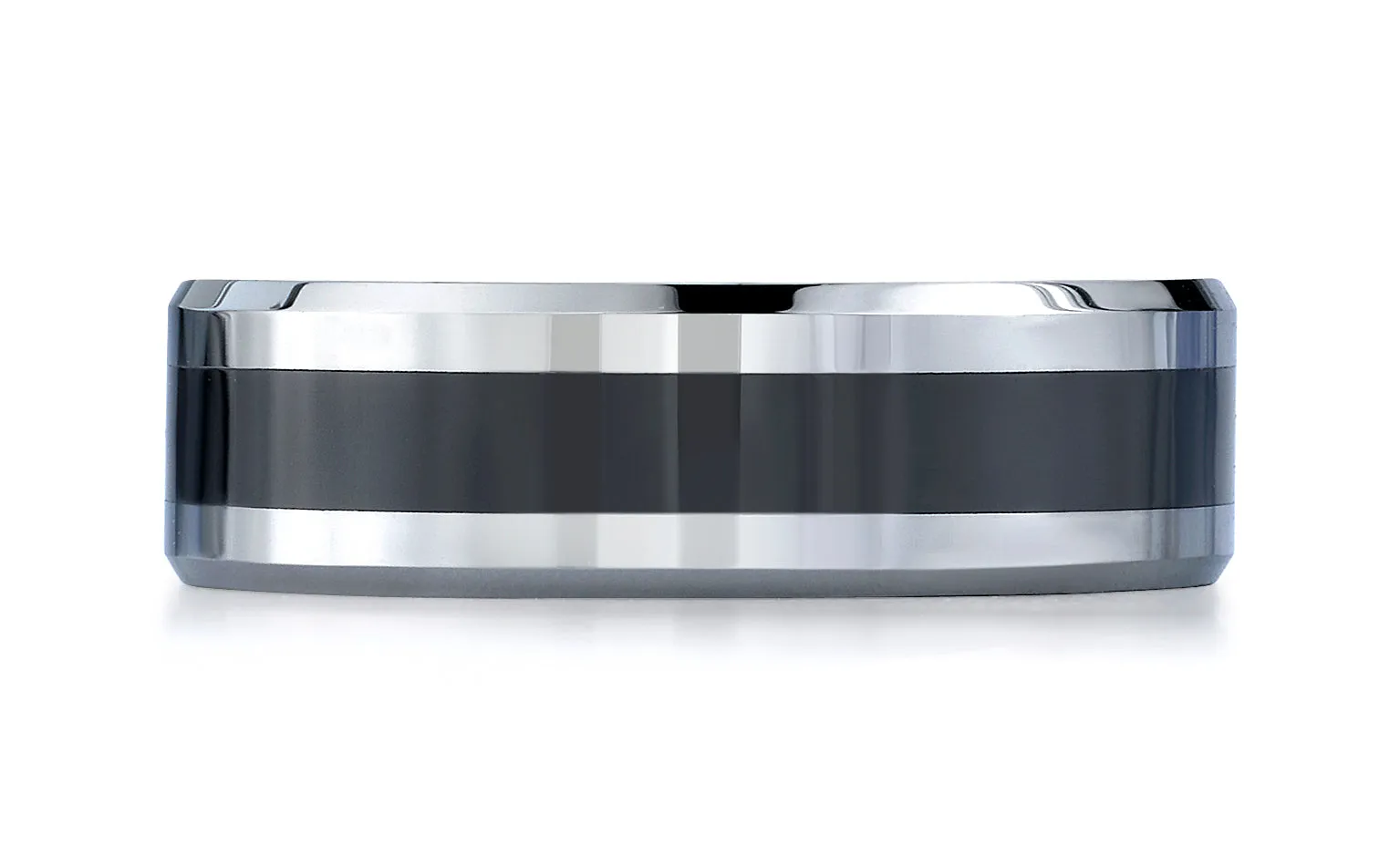 Benchmark Cobaltchrome 7mm Comfort-Fit Ceramic Inlay Design Wedding Band Ring, (Sizes 6 - 14)
