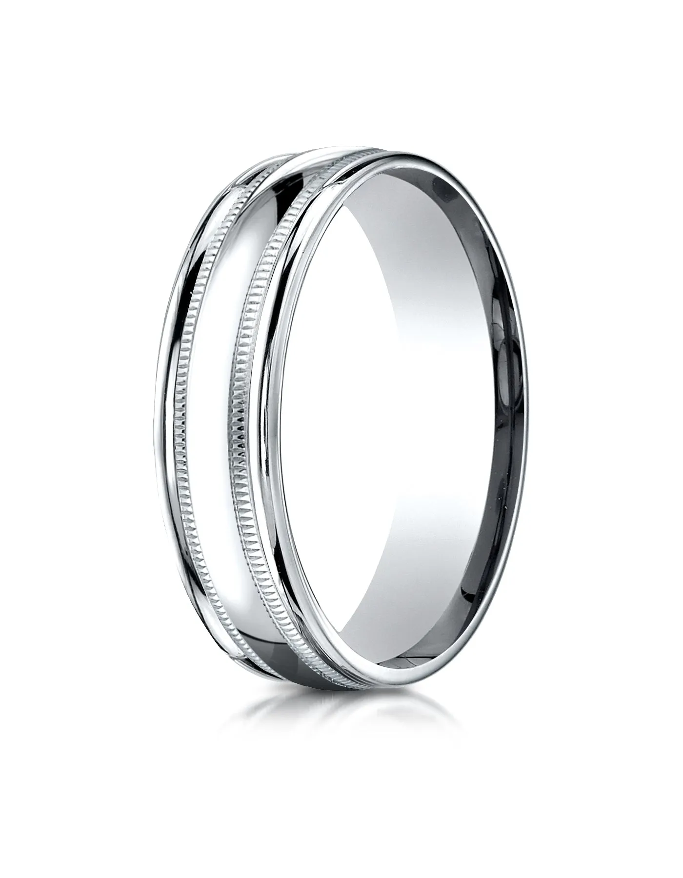 Benchmark Palladium 6mm Comfort-Fit High Polished with Milgrain Round Edge Carved Design Wedding Band