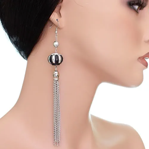 Black Multi Chain Drop Earrings