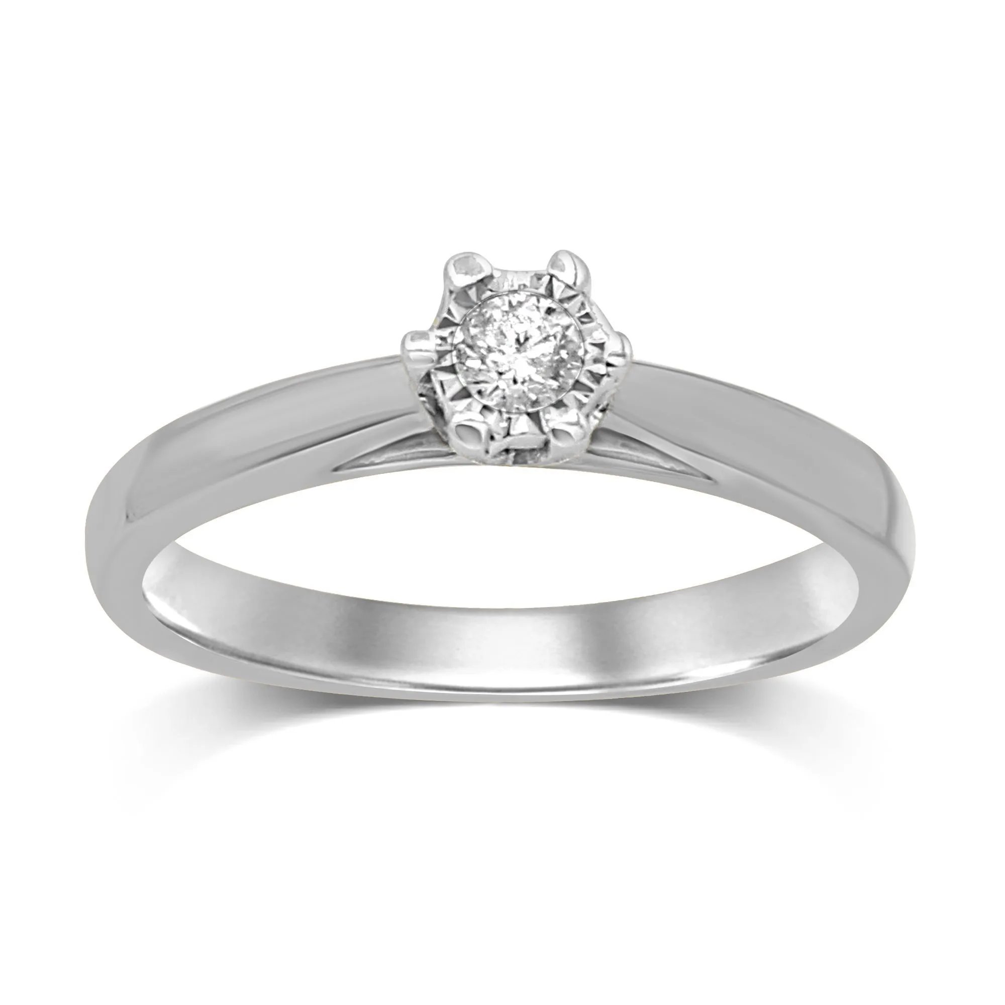 Brilliant Illusion Solitaire Miracle Ring with 0.10ct Diamonds in 9ct White Gold