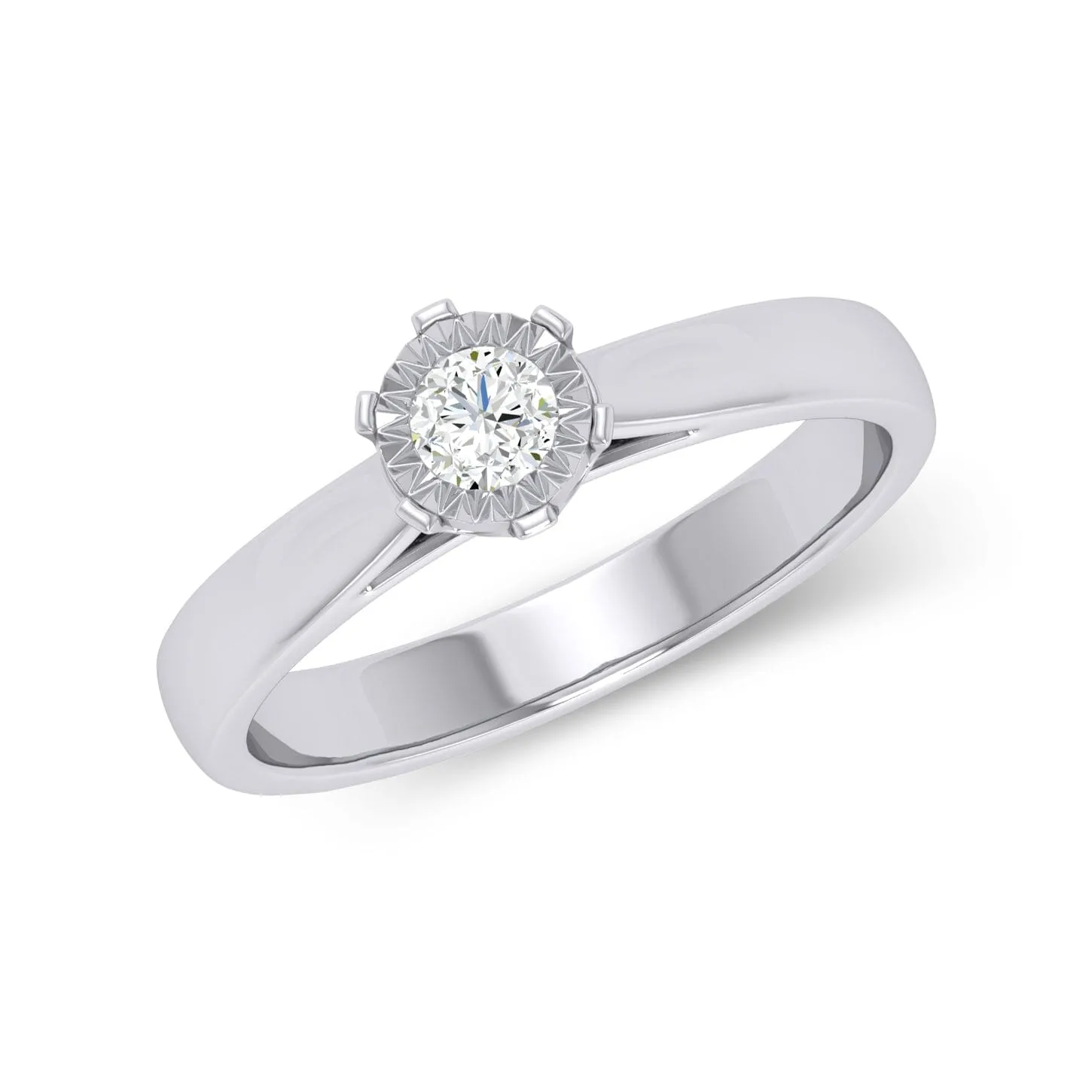 Brilliant Illusion Solitaire Miracle Ring with 0.10ct Diamonds in 9ct White Gold